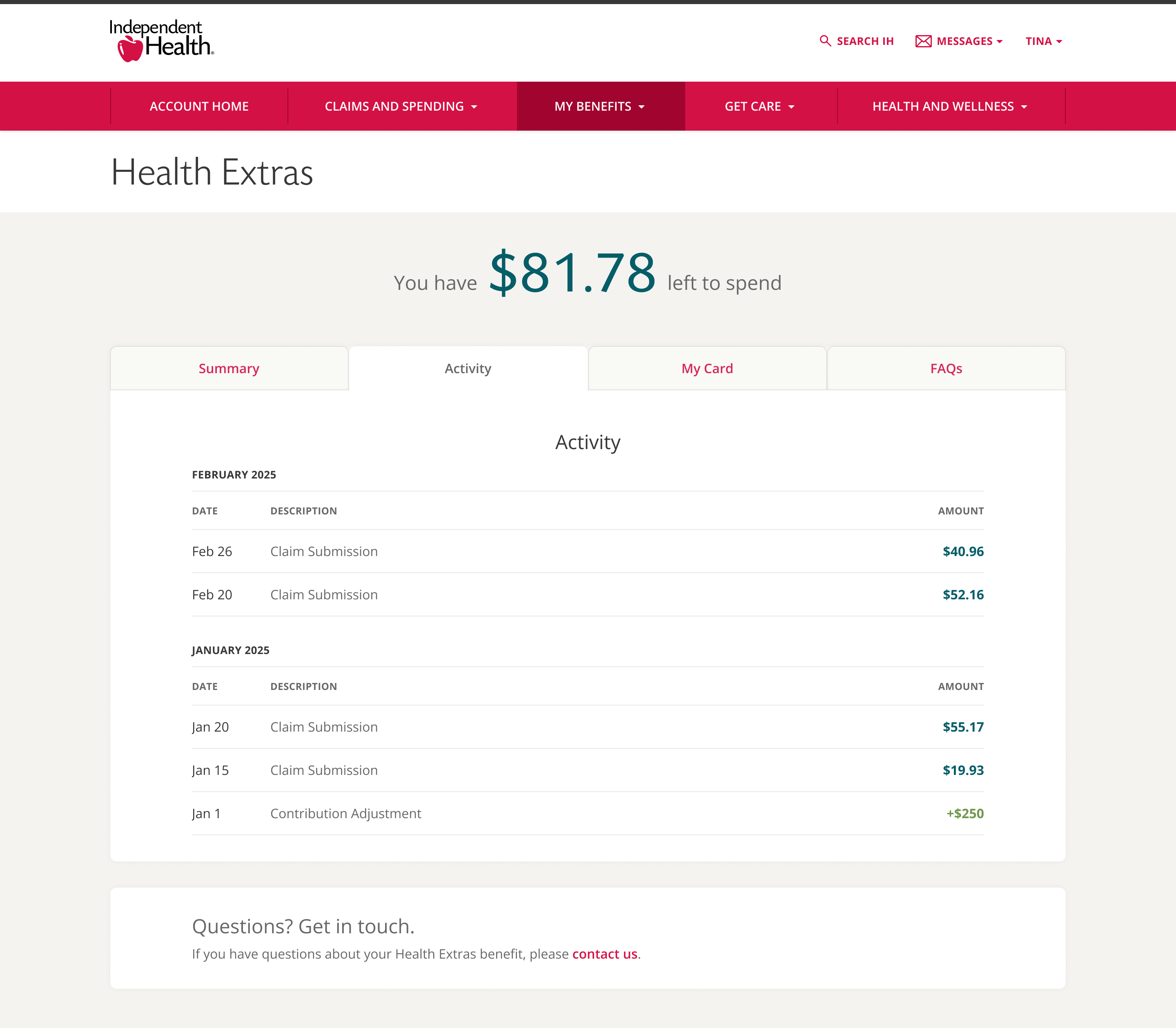 Health Extras Screenshot